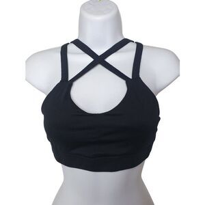 C9 Champion Sports Bra S Black Strappy Lined Workout Yoga Activewear Streetwear